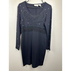 Black Beaded Liz Claiborne Sweater Dress Petites S